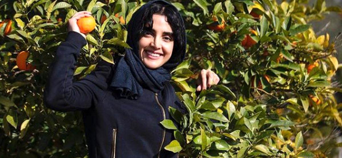 عکس زیبای الهه حصاری در باغ پرتقال