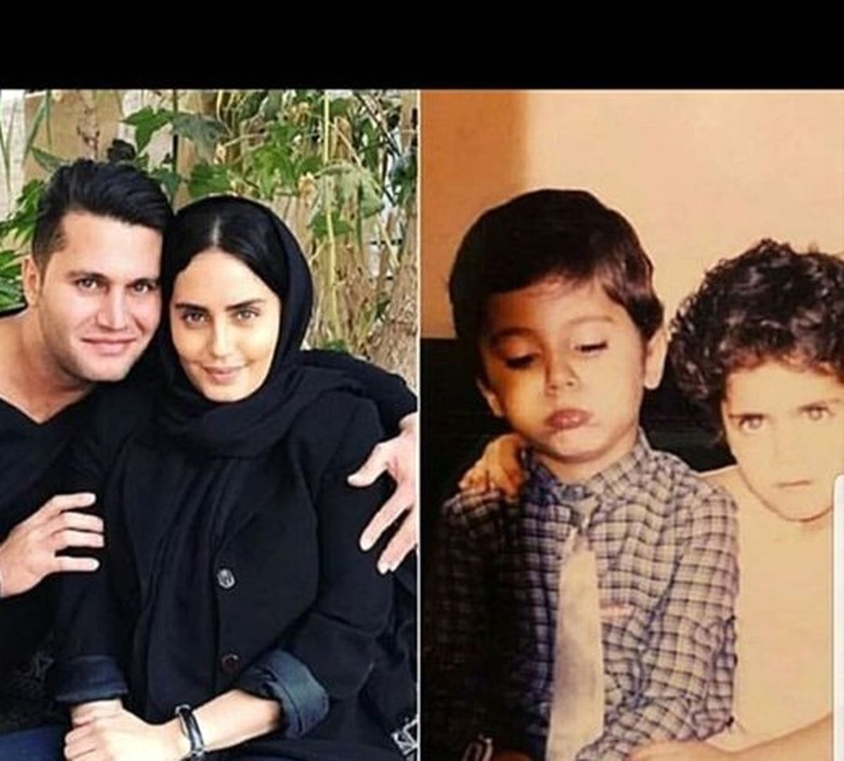 عکس زیبای کودکی الناز شاکردوست با برادر جانش