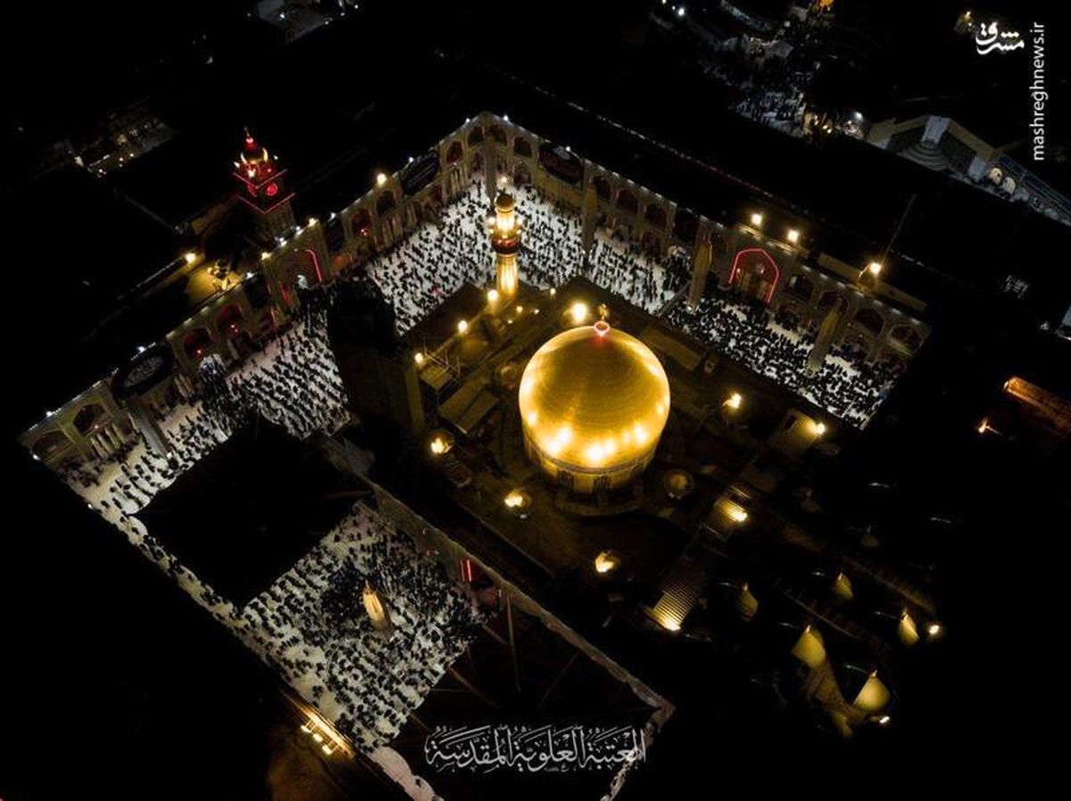 تصاویر هوایی از حرم علوی در شب رحلت پیامبر(ص)