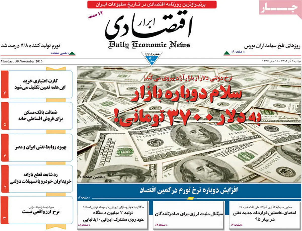سلام دوباره بازار به دلار 3700 تومانی!
