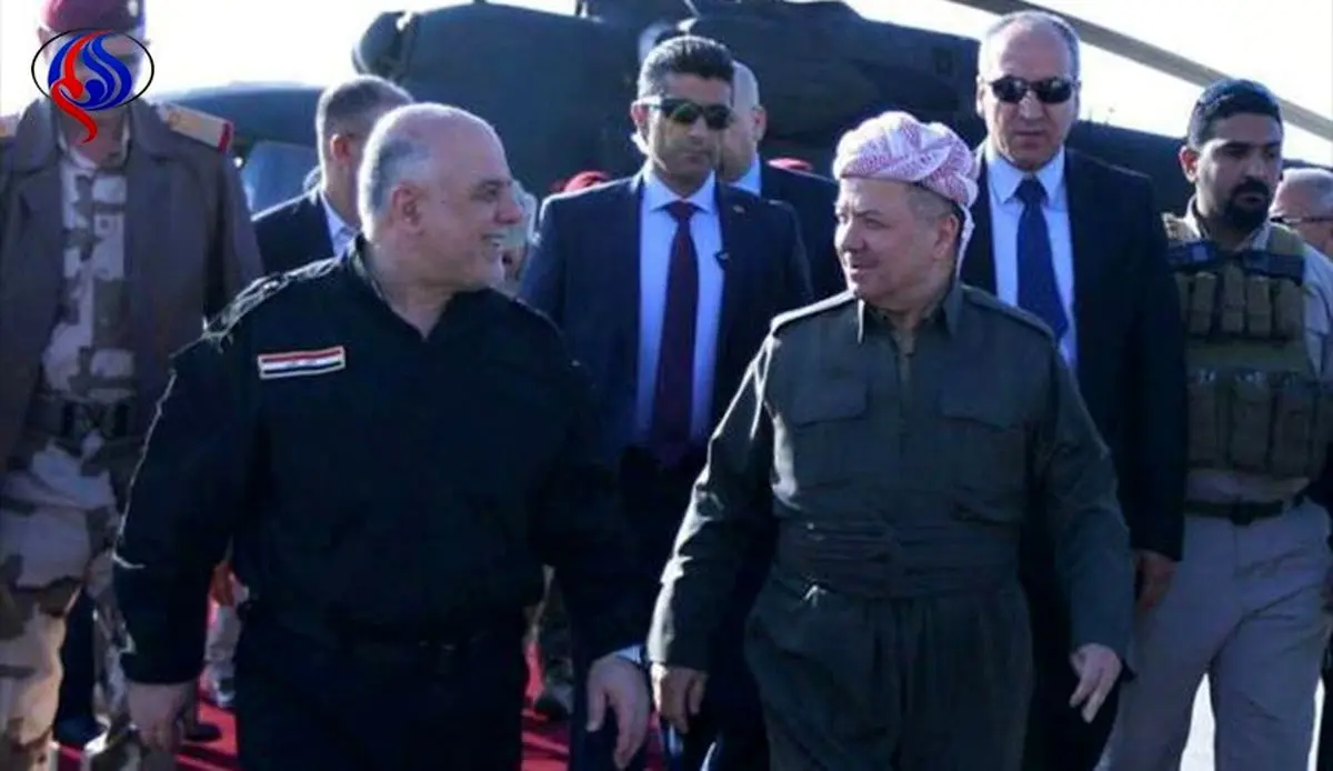 العبادی با استقبال بارزانی وارد اربیل شد