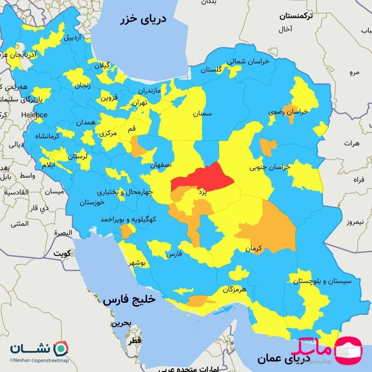 قرمز شدن اولین شهر در نقشه کرونایی کشور در خیز ششم کرونا