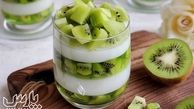 طرز تهیه دسر کیوی خوشمزه و مخصوص به صورت دو رنگ