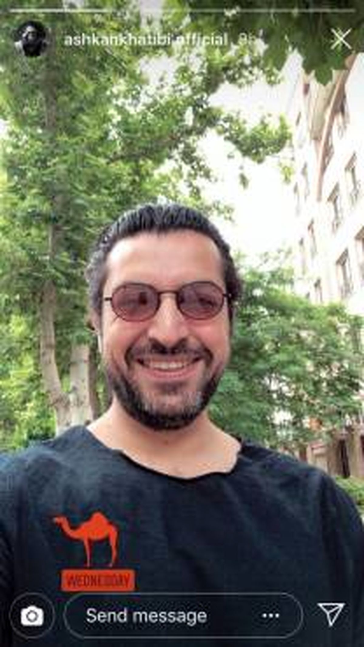 سلفی اشکان خطیبی با ظاهری جدید