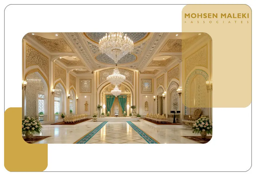 نقش فضاهای جانبی در تعیین متراژ مناسب تالار عروسی 