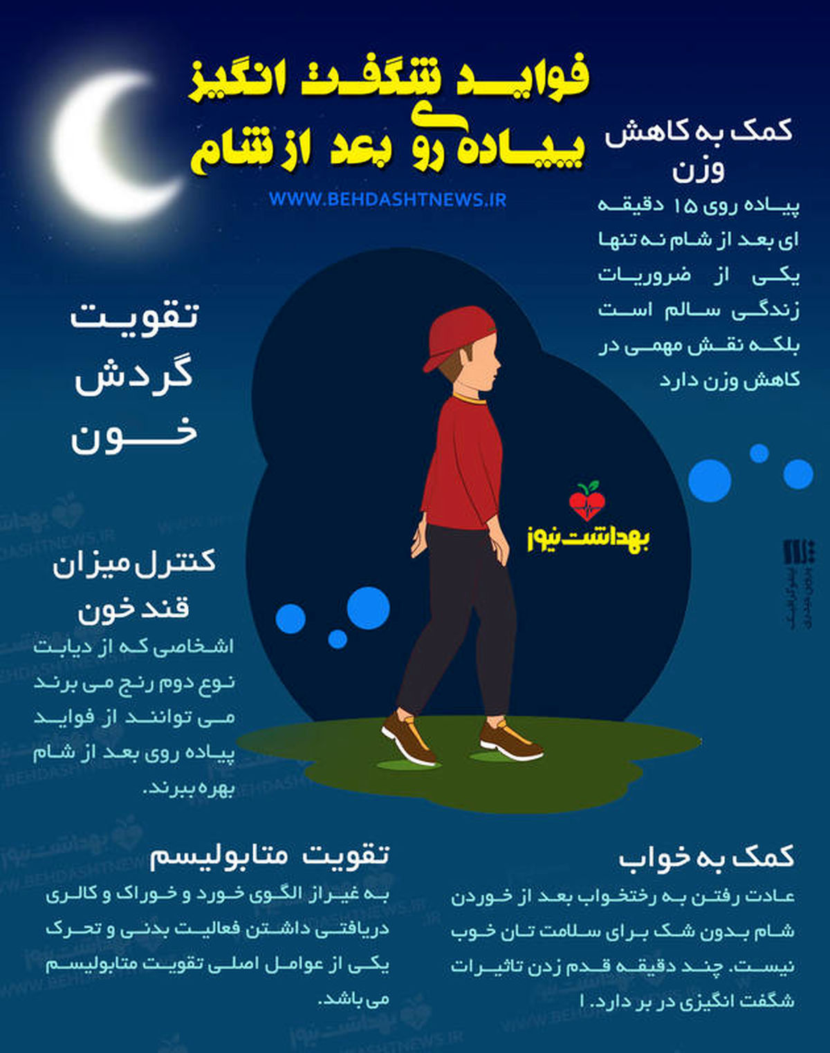 فواید شگفت انگیز پیاده روی بعد از شام