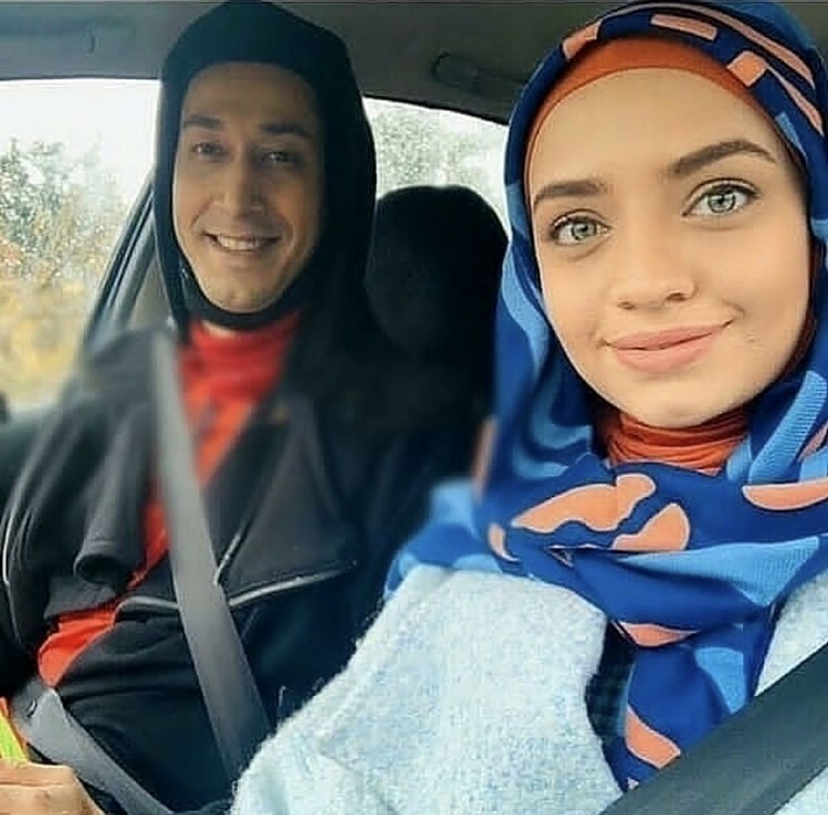 سلفی نامزد بهرام افشاری در ماشین + عکس
