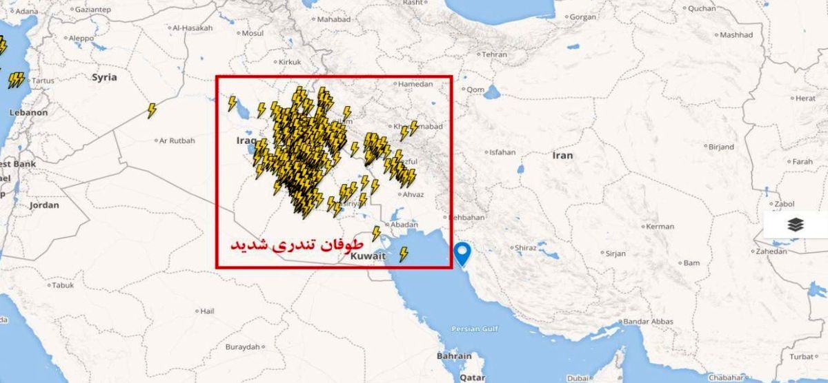 طوفان تندری شدید در استان‌های جنوب غربی کشور
