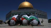 تصویری جالب از نمازگزاران مسلمان در بیت المقدس
