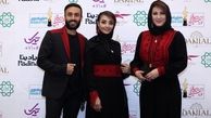 عکس فاطمه گودرزی به همراه پسر و عروسش در جشن حافظ