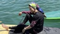قایق سواری حرفه ای خانم بازیگر + عکس