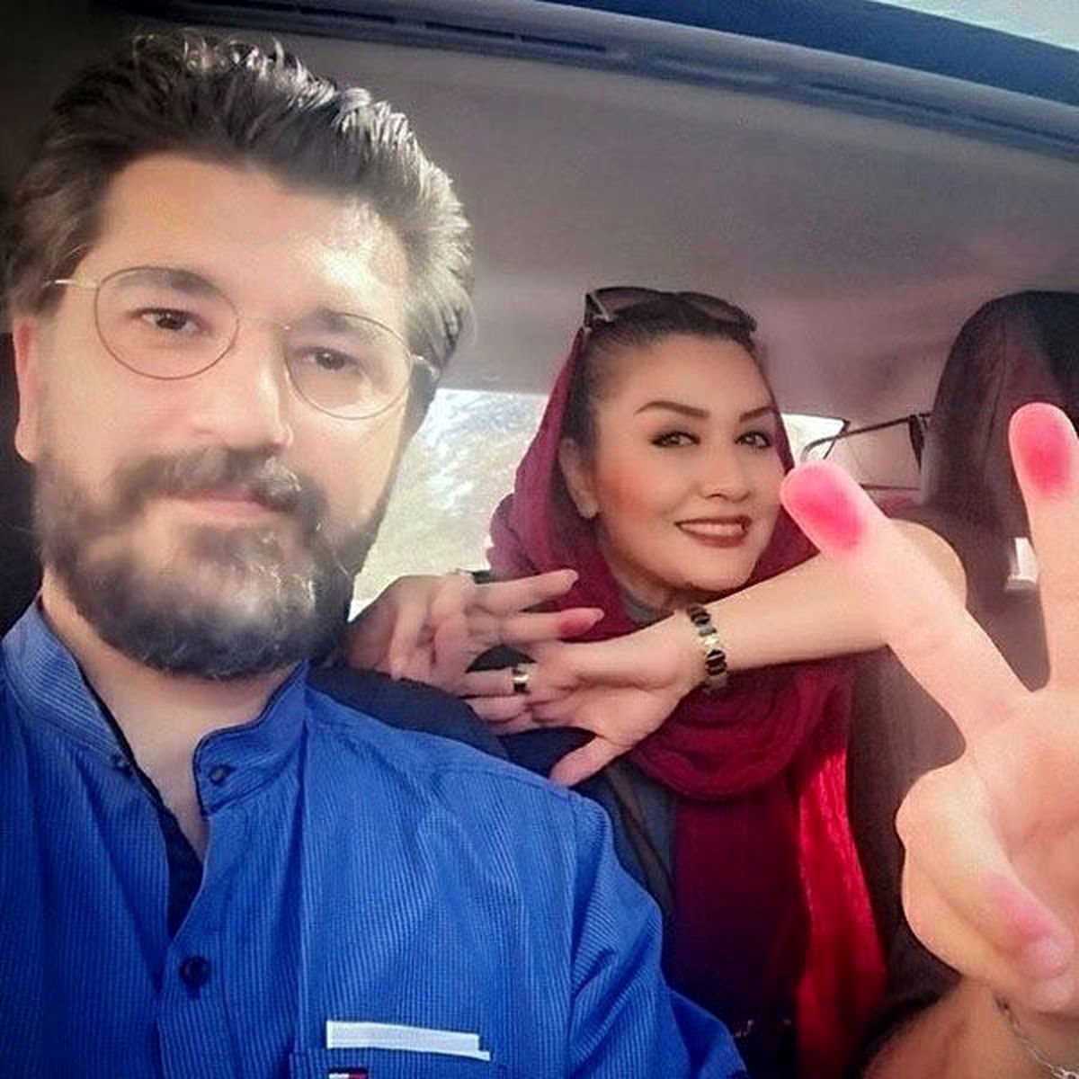 عکس مدل رای دهی امیرحسین مدرس و همسرش