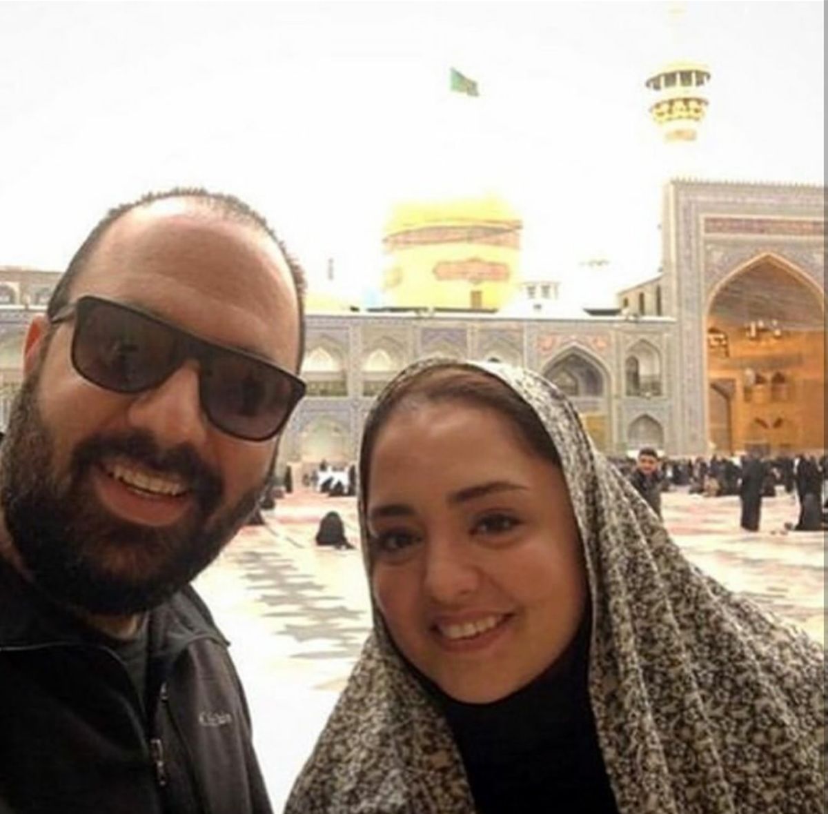 بازیگر بوی باران و همسرش در حرم امام رضا (ع)+عکس