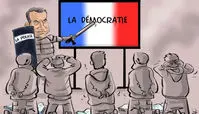 کاریکاتور زنگ دموکراسی فرانسوی با باتوم!