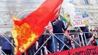 پرچم ترکیه به آتش کشیده شد
