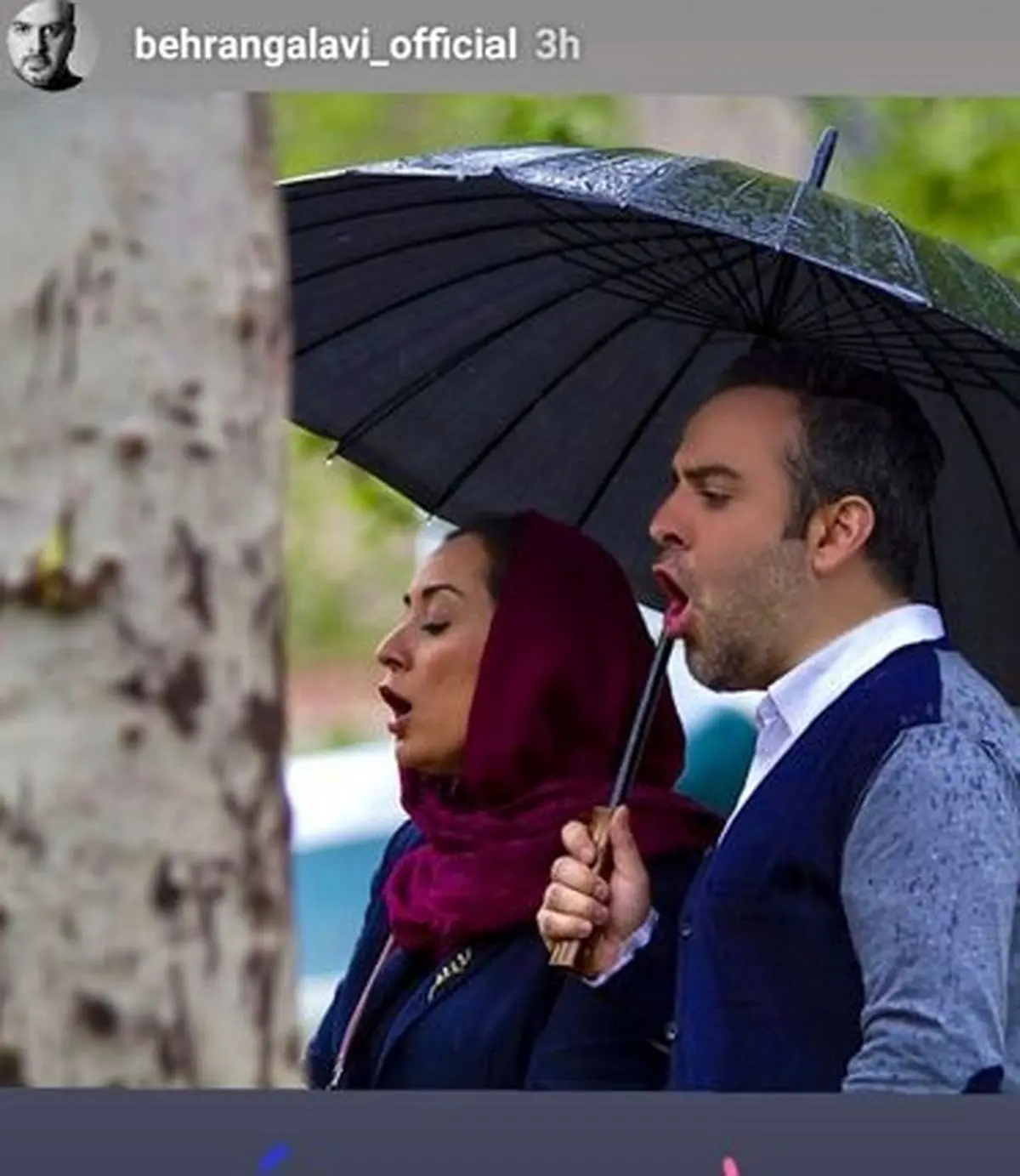 آواز خوانی آقا و خانم بازیگر در پاییز+عکس