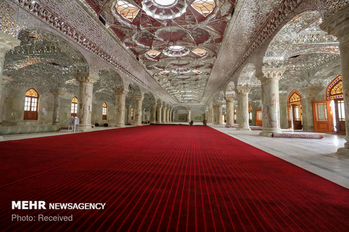 آماده سازی صحن حضرت فاطمه (س) برای استقبال از زائران اربعین
