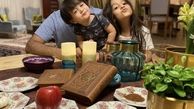 آقای مجری به همراه فرزندانش پای سفره هفت سین + عکس