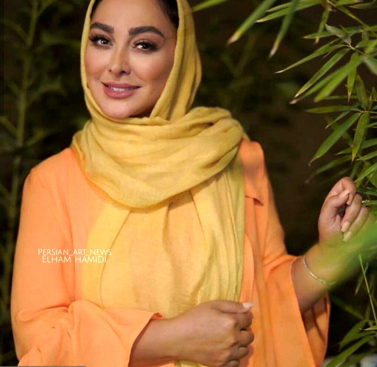 تیپ نارنجی شاد الهام حمیدی+عکس
