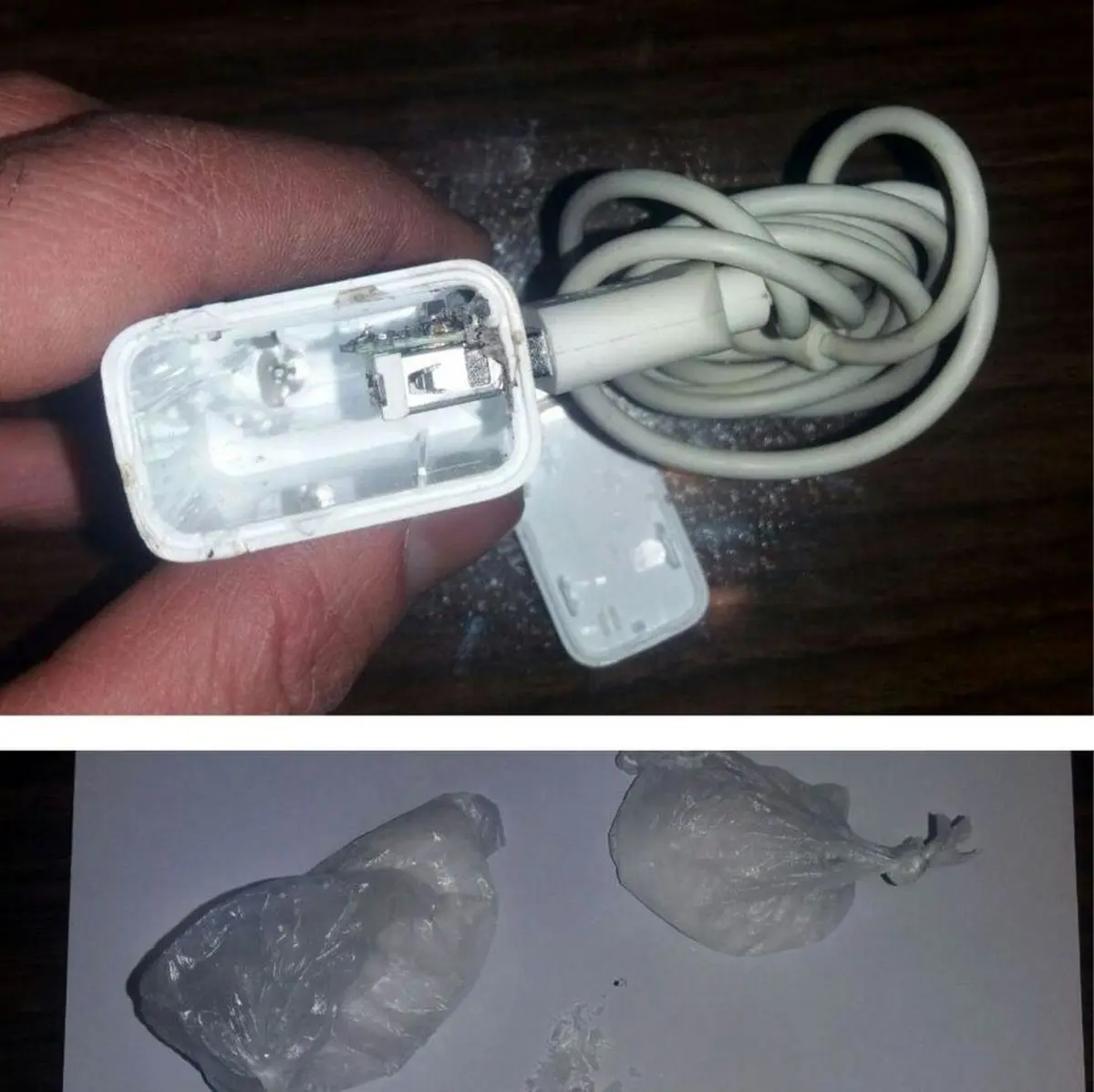 کشف مخدر شیشه از شارژر موبایل!