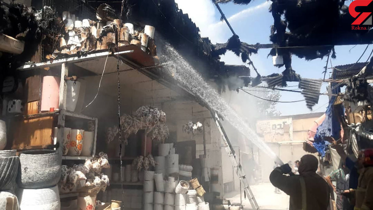 آتش سوزی وحشتناک بازار گل تهران + عکس و فیلم
