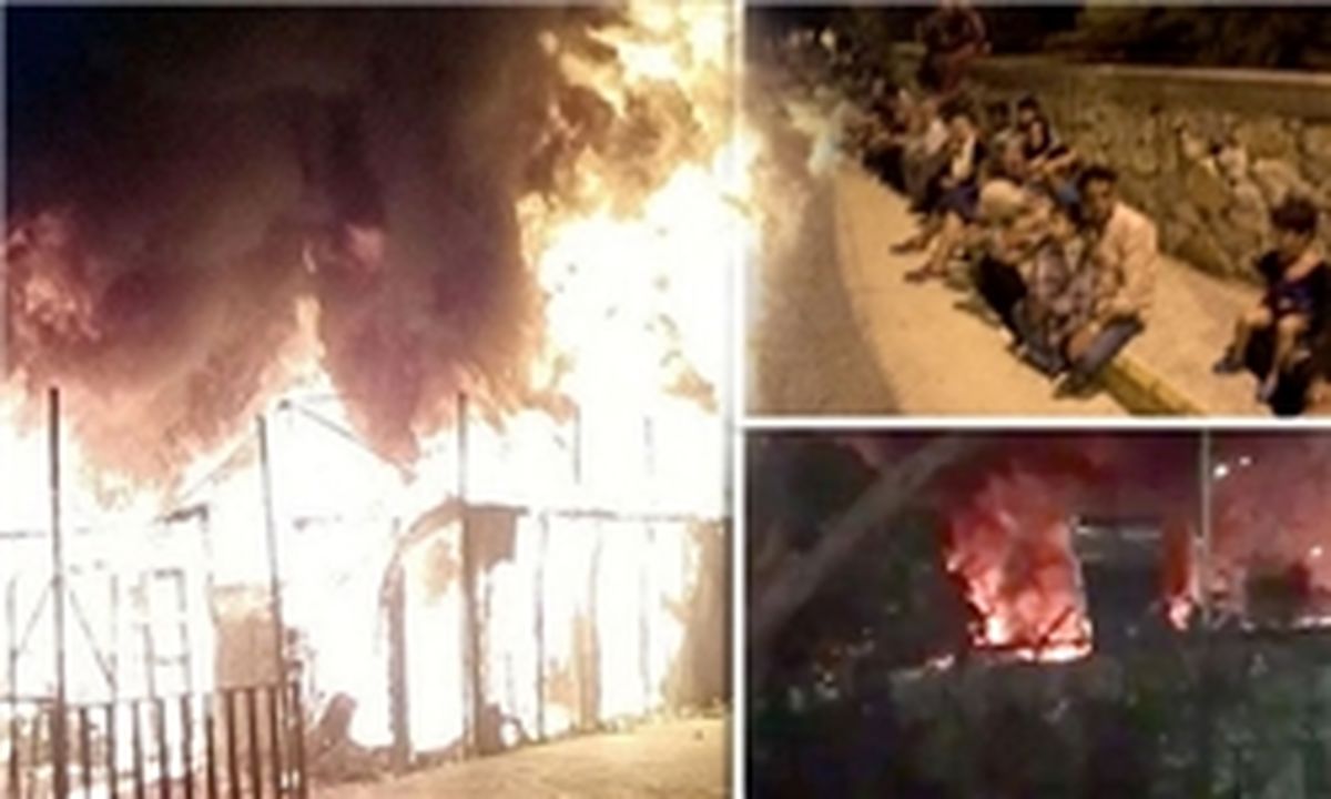 آتش‌سوزی گسترده در کمپ پناهجویان در یونان