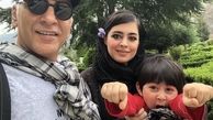 سلفی حمیدرضا آذرنگ با همسر و پسرش + عکس