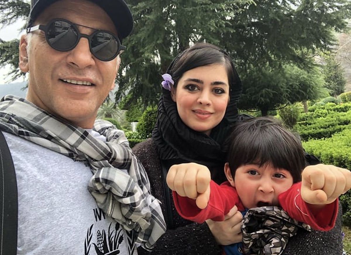 سلفی حمیدرضا آذرنگ با همسر و پسرش + عکس