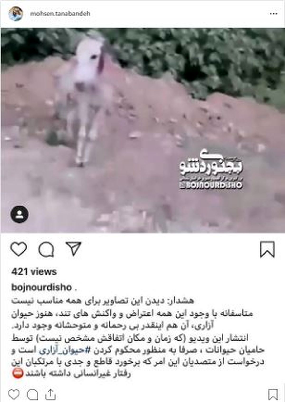 تصاویر دلخراش و ضد انسانی در صفحه محسن تنابنده+عکس