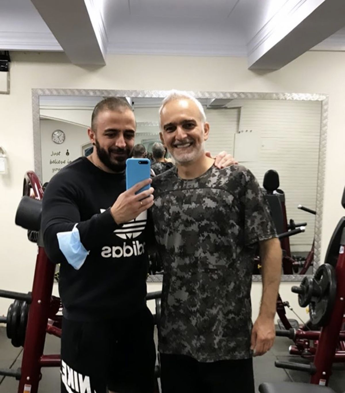 بیژن بنفشه خواه و‌ مربی بدنسازیش + عکس