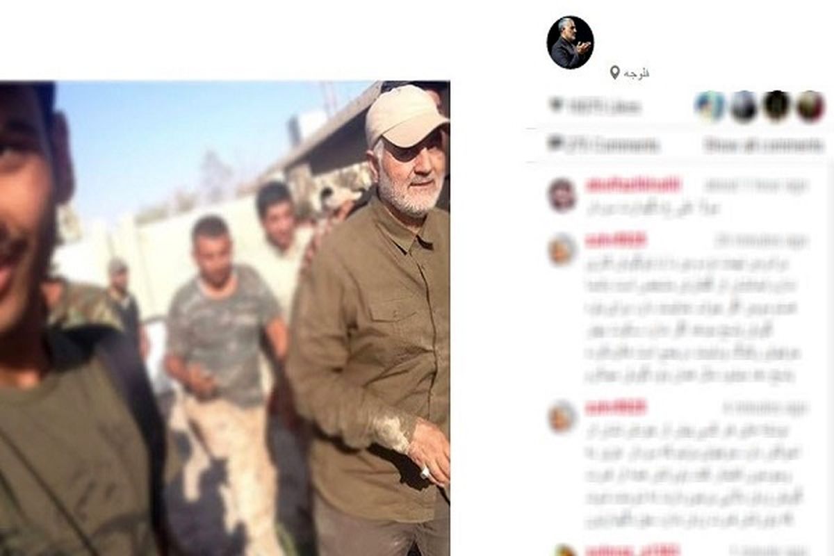 حاج قاسم با آستین های خاکی در فلوجه