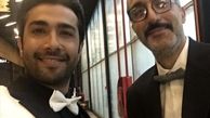 حسین مهری در کنار نویسنده و بازیگر مشهور + عکس
