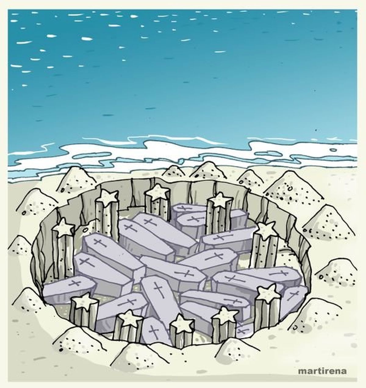 مهاجران در اتحادیه اروپا/کاریکاتور