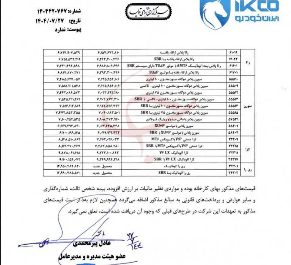 اعلام لیست جدید قیمت محصولات ایران خودرو+ لیست قیمت‌ها