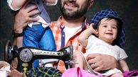 مجید صالحی و دوقلوهایش + عکس