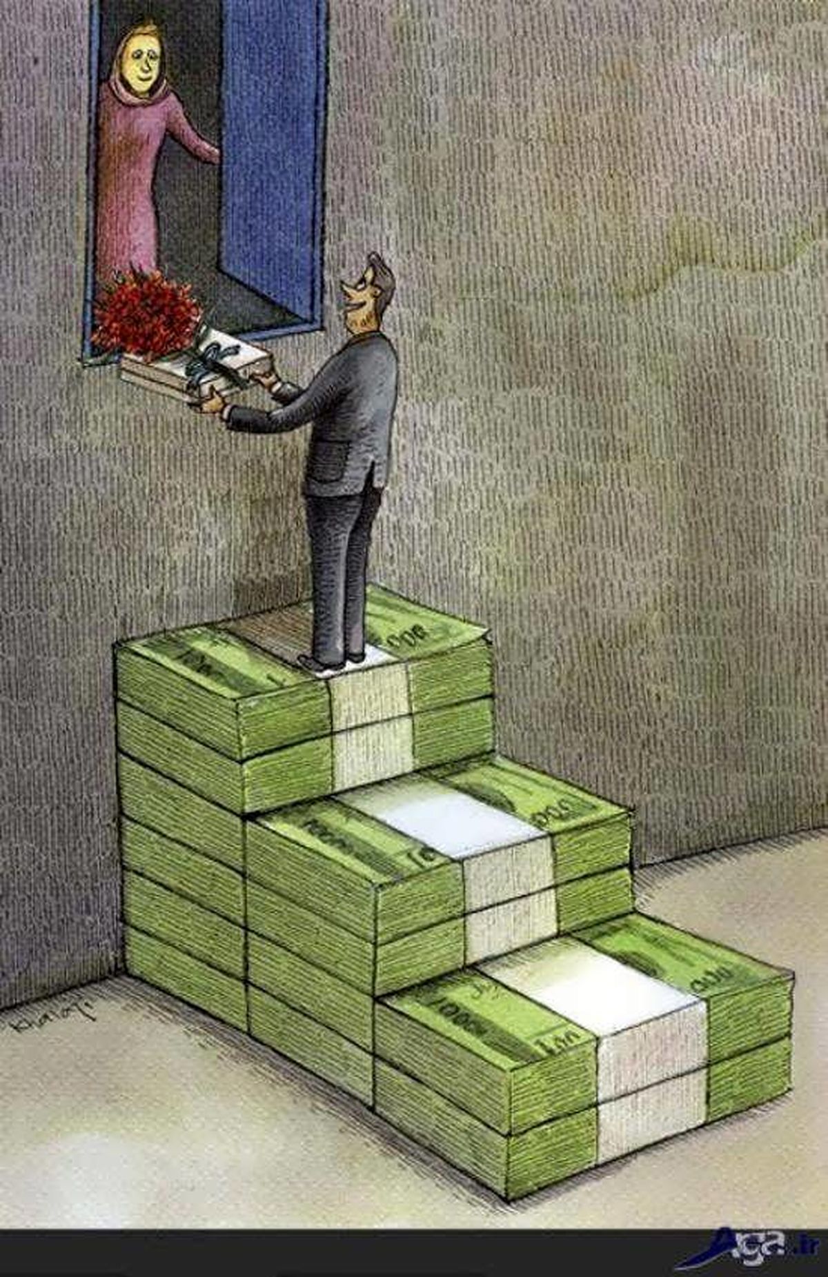 کاریکاتور مفهومی با مضمون اجتماعی و فرهنگی