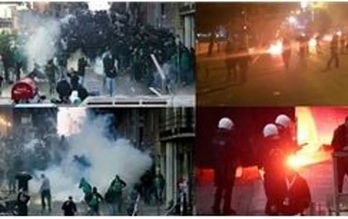دربی یونان به خاطر اغتشاش هواداران لغو شد + عکس