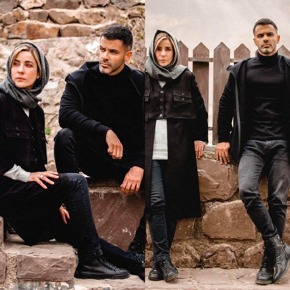 سیروان خسروی و سارا بهرامی در پشت صحنه سریال «حرفه‌ای»