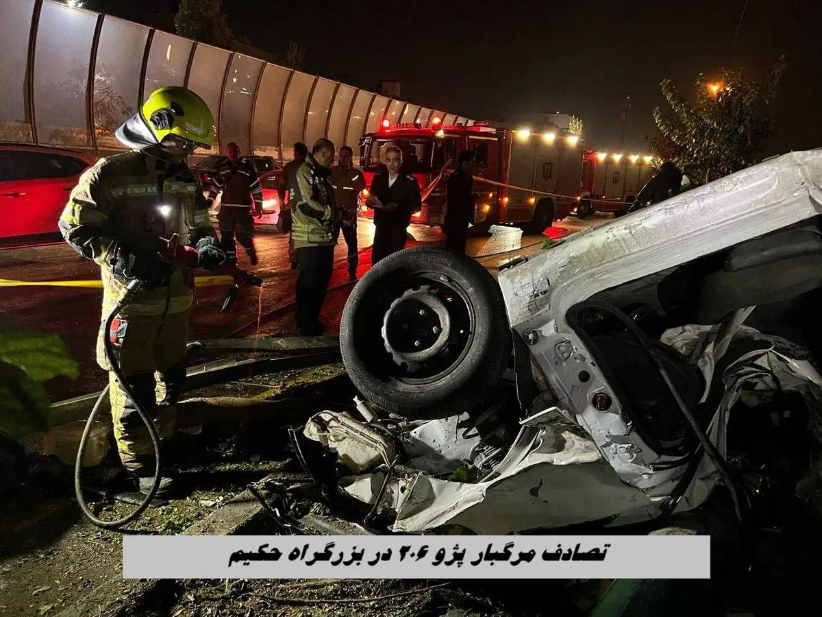 تصادف مرگبار پژو ۲۰۶ در بزرگراه حکیم + تعداد فوتی ها
