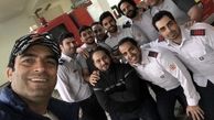 منوچهر هادی در جمع آتش نشانان + عکس