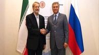 دیدار لاریجانی با رئیس دومای دولتی فدراسیون روسیه