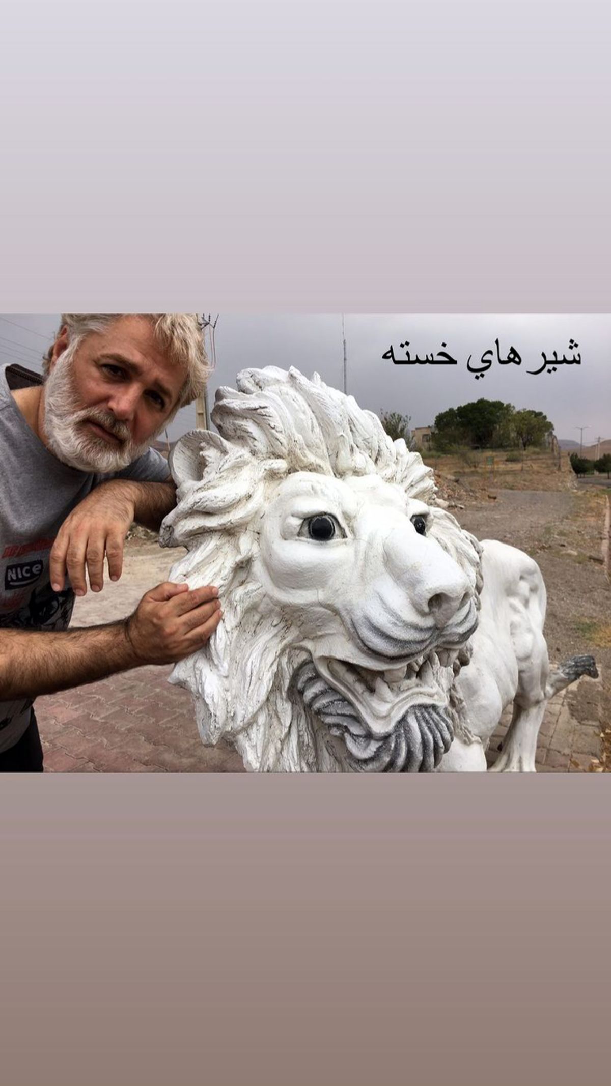 مهدی صبایی و شیر سنگی + عکس