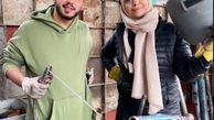 بازیگر زن و مرد ایرانی در حال جوشکاری+عکس