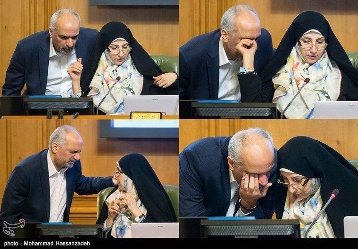 دست عضو شورای شهر تهران در چشم یکی از اعضا