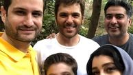 پویا امینی و پسرش در جمع بازیگران+عکس