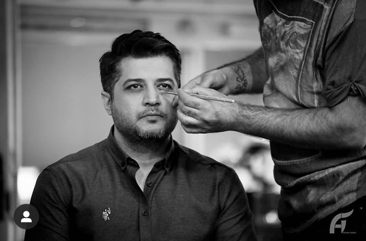 پندار اکبری در حال گریم + عکس