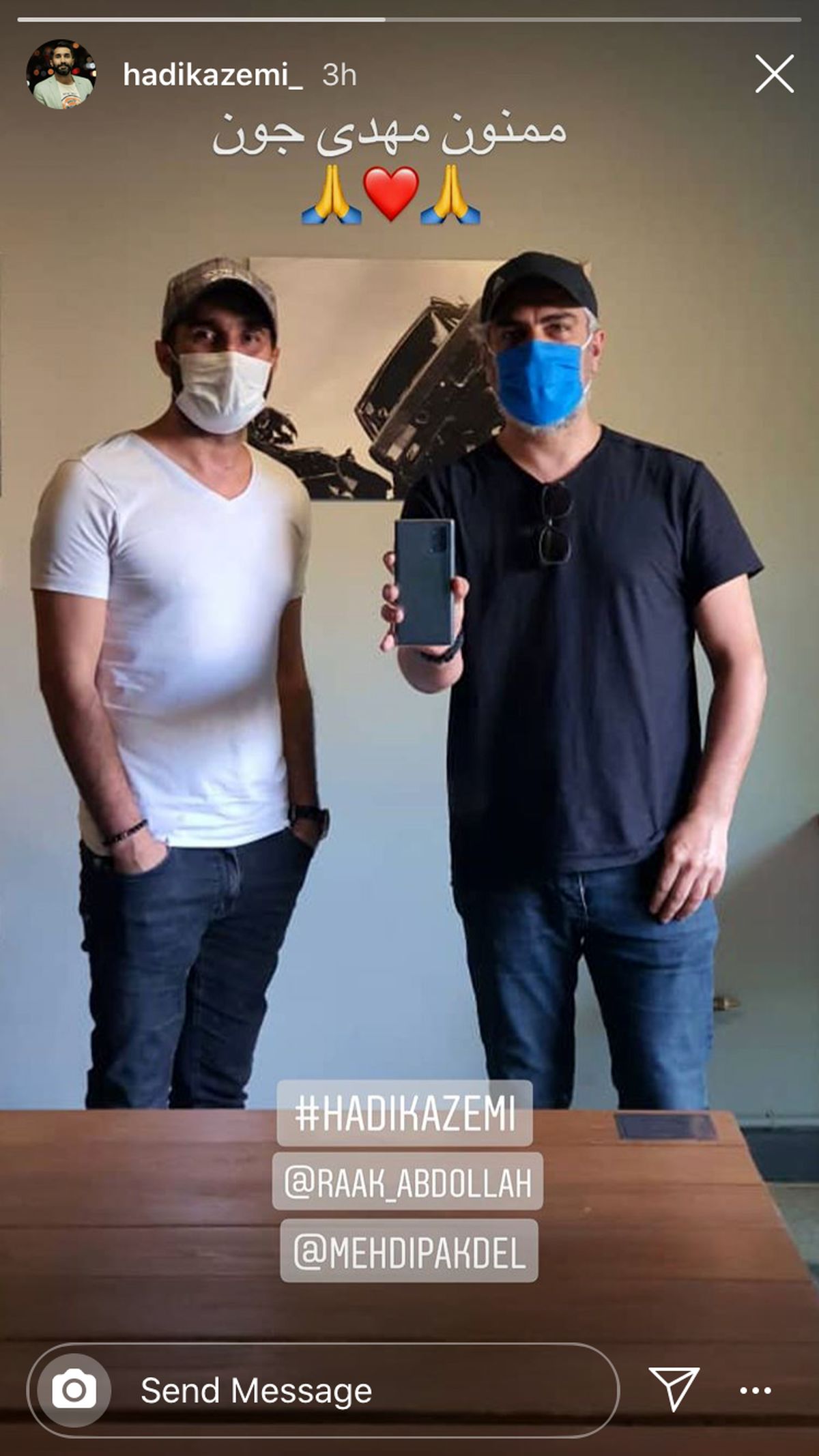 مهدی پاکدل و هادی کاظمی در پویش ماسک بزنیم + عکس