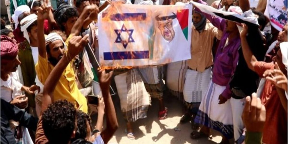 تصاویربن زاید در تظاهرات همبستگی با فلسطین آتش زده شد