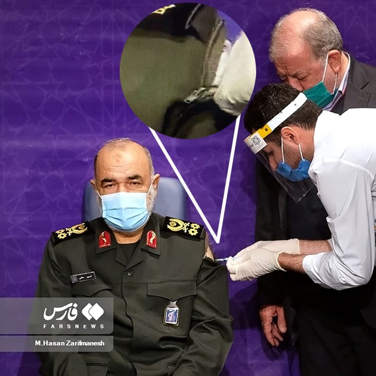 ماجرای لباس فرمانده سپاه هنگام تزریق واکسن
