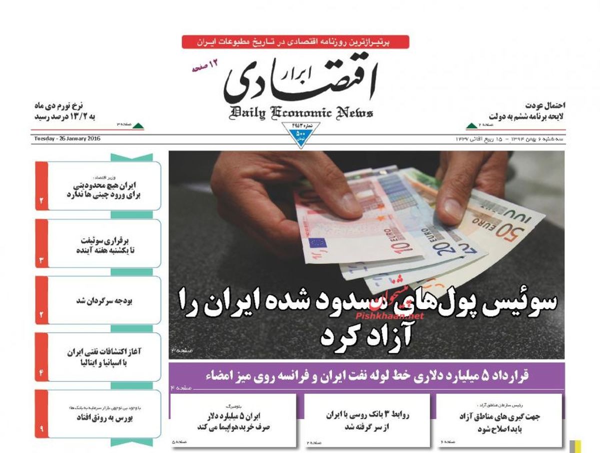 سوئیس پول های مسدود شده ایران را آزاد کرد
